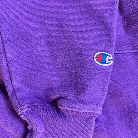 Vintage 90s Champion Reverse Weave Sweatshirt Hoodie Purple Pullover Medium Size - Picture 5 of 11
